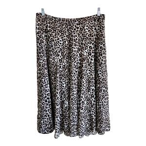 CHICO'S 2.5 Women's 14 Skirt Midi Leopard Cheetah Flared Lined Chiffon Waist 34"